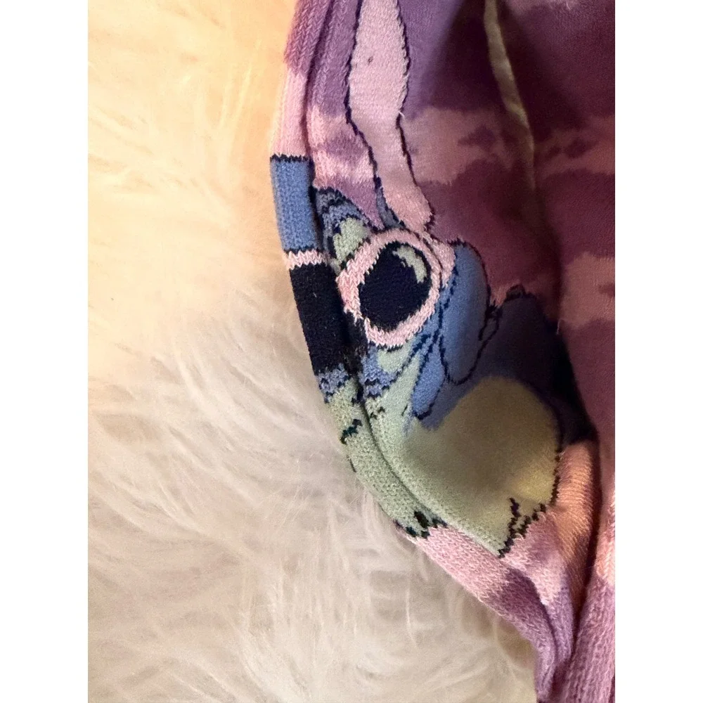 Disney Lilo & Stitch Crew Socks Bundle Purple Striped & Mint I Bite 2 Pairs NEW